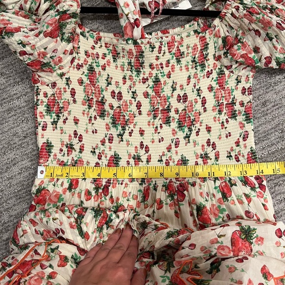 LoveShackFancy Masie Printed Cotton Voile Tiered Midi Dress Cloudy Poprocks - Picture 7 of 8